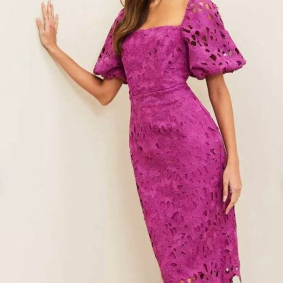 LIPSY Square Neck Puff Sleeve Midi Dress - Picture 3 of 8